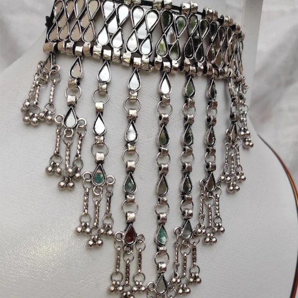Tribal Mirror Choker Necklace, Ethnic Choker Necklace For Women, Gift For Her - Picture 9 of 10